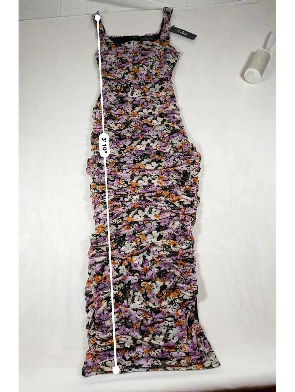 Lulus Floral Ruched Midi Dress Size S New With Tags - Picture 8 of 9
